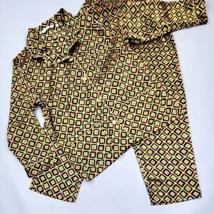 Victoria's Secret Black and Gold Patterned Pajama Set Vintage 1990’s